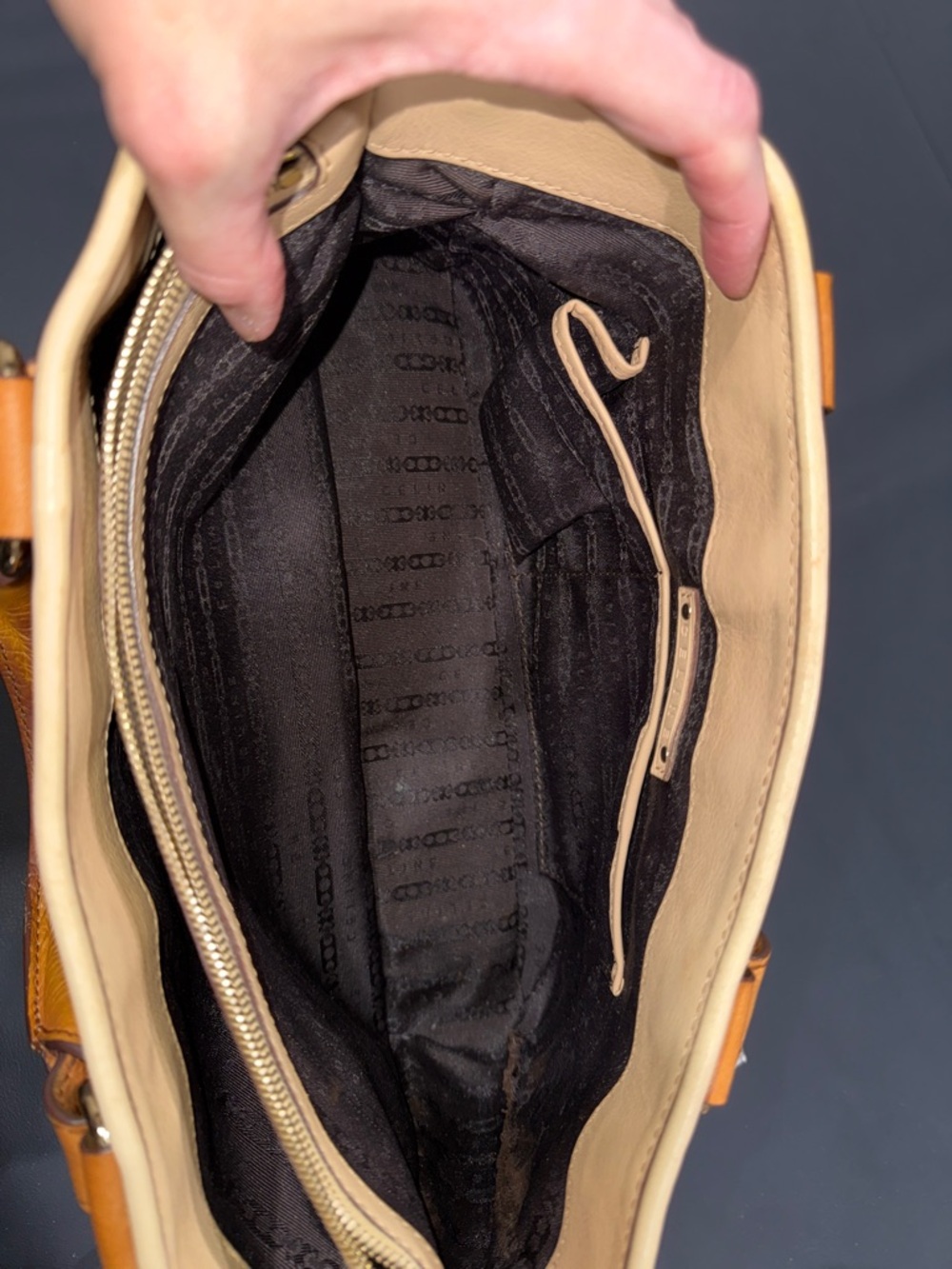 Celine Two-Tone Tan & Brown Leather Satchel - Picture 11 of 15